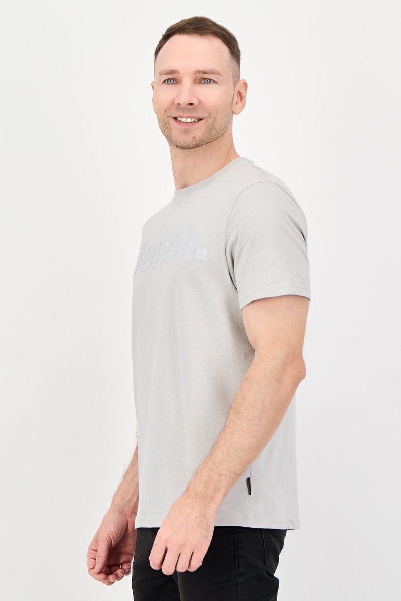 Bench Men Crew Neck Short Sleeve Brand Logo T-Shirt, Grey - Image 4